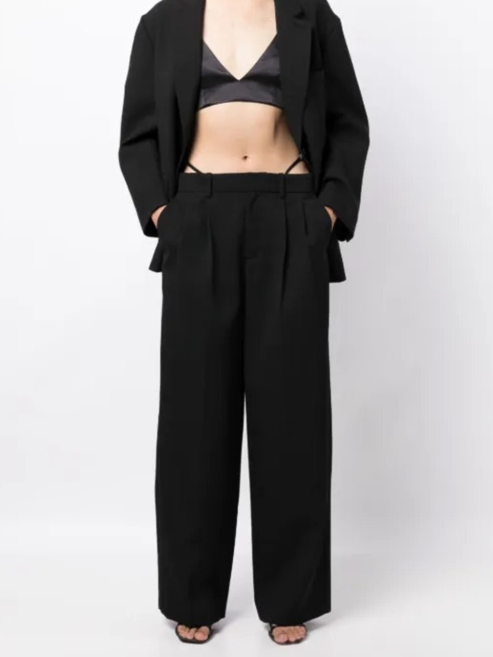 NWT Alexander Wang Low Waisted G- String Trouser w/ Crystal Trim Charms Logo 2